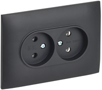 IEK SKANDY Титан Розетка 2-ая б/з 10А в сборе SK-R10T SK-R20-10-K48-F