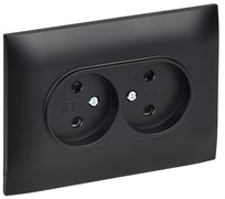 IEK SKANDY Черный Розетка 2-ая б/з с защитными шторками 10А в сборе SK-R09Bl SK-R23-10-K02-F