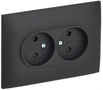 IEK SKANDY Графит Розетка 2-ая б/з с защитными шторками 10А в сборе SK-R09G SK-R23-10-K53-F
