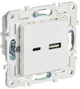 IEK SKANDY Арктический белый Розетка USB A+C 3,1А SK-R14W SK-U22-D31-K01
