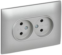 IEK SKANDY Серебряный Розетка 2-ая б/з с защитными шторками 10А в сборе SK-R09S SK-R23-10-K23-F