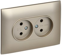 IEK SKANDY Шампань Розетка 2-ая б/з с защитными шторками 10А в сборе SK-R09Sh SK-R23-10-K37-F