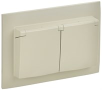 IEK SKANDY Бежевый Розетка 2-ая с/з с крышкой 16А в сборе IP44 SK-R12B SK-R26-16-44-K10-F