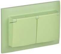 IEK SKANDY Мятный Розетка 2-ая с/з с крышкой 16А в сборе IP44 SK-R12G SK-R26-16-44-K06-F