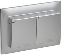 IEK SKANDY Серебряный Розетка 2-ая с/з с крышкой 16А в сборе IP44 SK-R12S SK-R26-16-44-K23-F