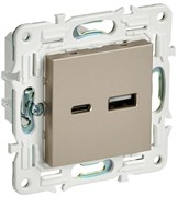 IEK SKANDY Шампань Розетка USB A+C 18Вт SK-R13Sh SK-U22-018-K37