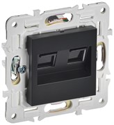 IEK SKANDY Черный Розетка компьютерная двойная RJ45 кат.6 SK-K04Bl SK-K20-2-K02