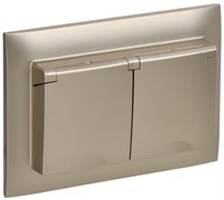 IEK SKANDY Шампань Розетка 2-ая с/з с крышкой 16А в сборе IP44 SK-R12Sh SK-R26-16-44-K37-F