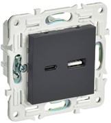 IEK SKANDY Графит Розетка USB A+C 3,1А SK-R14G SK-U22-D31-K53
