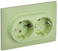 IEK SKANDY Мятный Розетка 2-ая с/з без защитных шторок 16А в сборе SK-R08G SK-R21-16-K06-F
