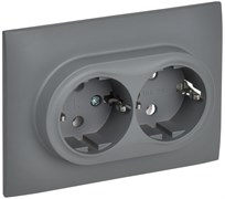 IEK SKANDY Серый Розетка 2-ая с/з без защитных шторок 16А в сборе SK-R08Gr SK-R21-16-K03-F