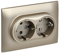 IEK SKANDY Шампань Розетка 2-ая с/з без защитных шторок 16А в сборе SK-R08Sh SK-R21-16-K37-F