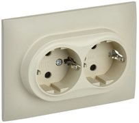 IEK SKANDY Бежевый Розетка 2-ая с/з с защитными шторками 16А в сборе SK-R07B SK-R24-16-K10-F