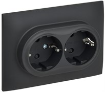 IEK SKANDY Графит Розетка 2-ая с/з с защитными шторками 16А в сборе SK-R07G SK-R24-16-K53-F