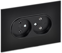 IEK SKANDY Черный Розетка 2-ая б/з для плоской вилки 10А SK-R03Bl SK-R20-10-K02