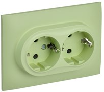 IEK SKANDY Мятный Розетка 2-ая с/з с защитными шторками 16А в сборе SK-R07G SK-R24-16-K06-F