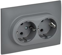 IEK SKANDY Серый Розетка 2-ая с/з с защитными шторками 16А в сборе SK-R07Gr SK-R24-16-K03-F