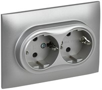 IEK SKANDY Серебряный Розетка 2-ая с/з с защитными шторками 16А в сборе SK-R07S SK-R24-16-K23-F