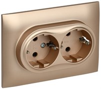 IEK SKANDY Песочный Розетка 2-ая с/з с защитными шторками 16А в сборе SK-R07Sa SK-R24-16-K98-F