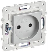 IEK SKANDY Серебряный Розетка б/з с защитными шторками 10А SK-R01S SK-R13-10-K23
