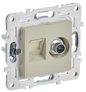 IEK SKANDY Бежевый Розетка двойная TV+RJ45 кат.5E SK-A14B SK-AK20-1-K10