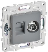 IEK SKANDY Серый Розетка двойная TV+RJ45 кат.5E SK-A14Gr SK-AK20-1-K03