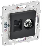 IEK SKANDY Графит Розетка двойная TV+RJ45 кат.6E SK-A15G SK-AK20-2-K53