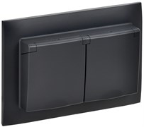 IEK SKANDY Черный Розетка 2-ая с/з с крышкой 16А в сборе IP44 SK-R12Bl SK-R26-16-44-K02-F