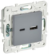 IEK SKANDY Серый Розетка USB A+C 18Вт SK-R13Gr SK-U22-018-K03