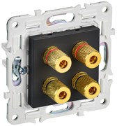 IEK SKANDY Черный Аудиорозетка 4-ая SK-A01Bl SK-S40-K02