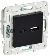 IEK SKANDY Черный Розетка USB A+C 18Вт SK-R13Bl SK-U22-018-K02