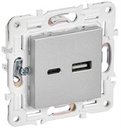 IEK SKANDY Серебряный Розетка USB A+C 18Вт SK-R13S SK-U22-018-K23