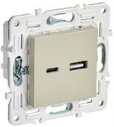 IEK SKANDY Бежевый Розетка USB A+C 18Вт SK-R13B SK-U22-018-K10