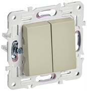 IEK SKANDY Бежевый Выключатель 2-клавишный проходной 10А SK-V05B SK-V22-0-10-K10