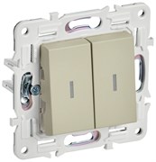 IEK SKANDY Бежевый Выключатель 2-клавишный с индикацией 10А SK-V09B SK-V20-1-10-K10