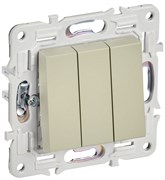 IEK SKANDY Бежевый Выключатель 3-клавишный 10А SK-V11B SK-V30-0-10-K10