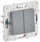 IEK SKANDY Серый Выключатель 2-клавишный 10А SK-V04Gr SK-V20-0-10-K03
