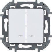 Legrand Inspiria белый выключатель двухклавишный с подсветкой/индикацией 10 AX - 250 В 673630