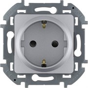 Legrand Inspiria алюминий розетка 2К+З со шторками - немецкий стандарт - 16 А - 250 В 673732