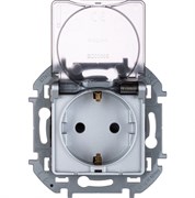 Legrand Inspiria алюминий розетка 2К+З IP 44 с откидной крышкой и шторками - немецкий стандарт - 16 А - 250 В 673742