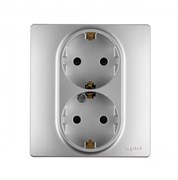 Legrand INSPIRIA Розетка 2X2К+З ШТ Алюм. 673757