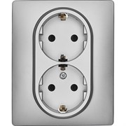Розетка двойная с заземлением - Legrand/Daccord Inspiria - со шторками в сборе 16А 250В винтовые зажимы - алюминий 673452