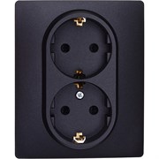 Legrand/Daccord Inspiria Розетка двойная с заземлением со шторками в сборе 16А 250В винтовые зажимы - антрацит 673453