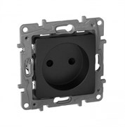 Legrand Etika антрацит розетка без заземления со шторками, винт. клем. 672634
