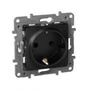 Legrand Etika антрацит розетка с заземлением, со шторками, винт. клеммы, 16А, 250 В 672622