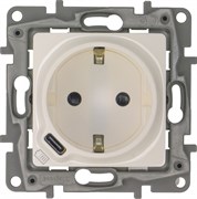 Legrand Etika белый розетка с заземлением, со шт. 16А 250В с USB тип C 1500мА 7,5Вт безвинтовые зажимы 672288