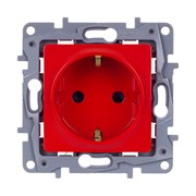 Legrand Etika Красный Розетка с/з со шторками 672722