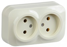 IEK GLORY РС22-2-ХК Розет. 2-ая без з/к о/у 10А GLORY крем. ERH20-K33-10