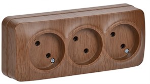 IEK GLORY РС23-2-ХД Розет. 3-ая без з/к о/у 10А GLORY дуб ERH30-K24-10