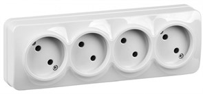 IEK GLORY РС24-2-ХБ Розет. 4-ая без з/к о/у 10А GLORY белый ERH40-K01-10